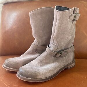 Charles David Suede Leather Zip Mid Calf Boots